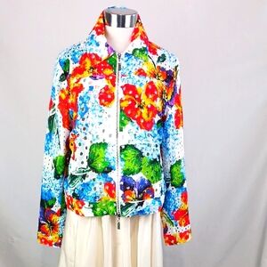 Floral Eyelet Bomber Jacket.